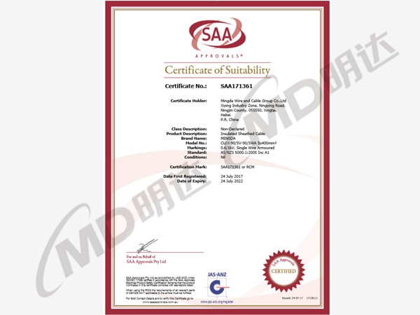 澳大利亚SAA认证证书--2