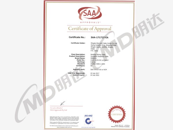 澳大利亚SAA认证证书--1